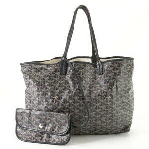 Goyard Saint Louis Herringbone Tote Bag Shoulder Black Leather